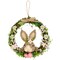 Northlight Spring Floral Easter Wreath with Peering Rabbit - 11" - Green and Pink